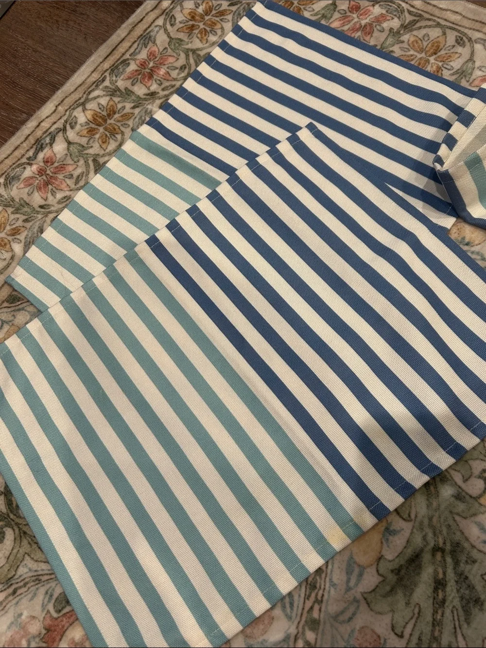 New Katie Kime Striped placemats - Blue & Aqua Stripes